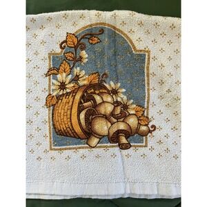Vintage Franco Mushroom Kitchen Towel Cotton Terry Cloth Retro 70s Cottagecore